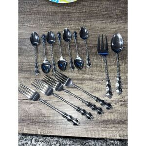 Vintage Stainless Japan Floral Embossed Flatware